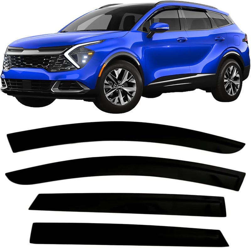 Optimal Co 2023-2026 Tape-on Rain Guards for Kia Sportage Side Window Deflector Visors LX EX SX Prestige X-Pro X-Line Durable Tinted Vent Shade 2024 2025 - Image 1